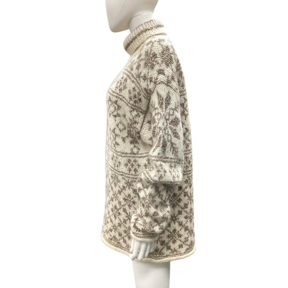 Vintage Skyr Sweater Women’s Size L Turtleneck Snowflake Motif Chunky Knit Cream - Picture 3 of 5